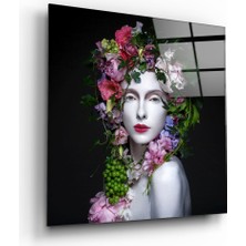 Insigne Kadın Portre 2 Cam Tablo - 40X40 cm