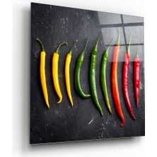 Insigne Renkli Biberler Cam Tablo - 60X60 cm