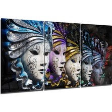 Insigne Venedik Maskeleri Mega Cam Tablo - 3 Adet 72X46 cm