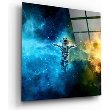 Insigne Uzayda Astronot Cam Tablo - 40X40 cm