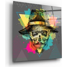 Insigne Kafatası - Şapkasız Asla Cam Tablo - 40X40 cm