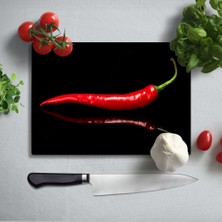 Insigne Kırmızı Biber Uv Baskılı Cam Kesme Tablası 35X25 cm