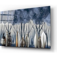 Insigne Vazolar ve Ağaçlar Cam Tablo - 72X46 cm
