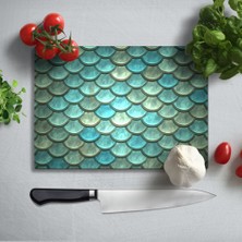 Insigne Balık Pulları Uv Baskılı Cam Kesme Tablası 35X25 cm