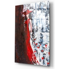 Insigne Kırmızı Şapkalı Kadın Cam Tablo - 72X46 cm