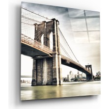 Insigne Brooklyn Köprüsü Cam Tablo - 80X80 cm