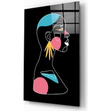 Insigne Soyut Renkli Portre Cam Tablo - 72X46 cm