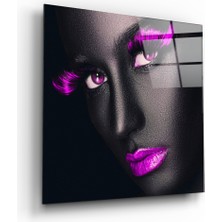 Insigne Pembe Kirpikler Cam Tablo - 40X40 cm