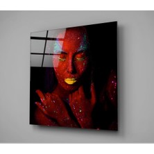 Insigne Yakut Kadın Cam Tablo - 40X40 cm