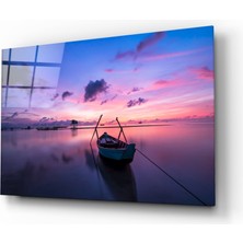 Insigne Teknede Gün Batımı Cam Tablo - 72X46 cm