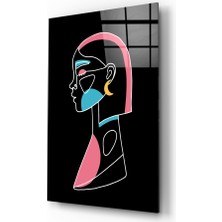 Insigne Soyut Renkli Portre Cam Tablo - 72X46 cm