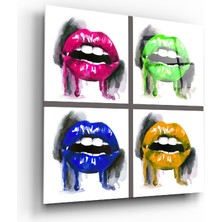Insigne Renkli Dudaklar Cam Tablo - 40X40 cm