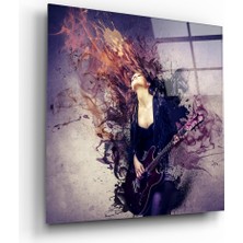 Insigne Kadın ve Gitar Cam Tablo - 40X40 cm