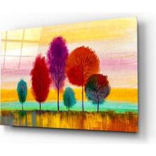 Insigne Renkli Ağaçlar Cam Tablo - 72X46 cm
