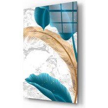 Insigne Turkuaz Yapraklar Cam Tablo - 72X46 cm