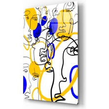 Insigne Soyut Yüzler Cam Tablo - 72X46 cm