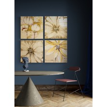 Insigne Sarı Çiçek Quadro Cam Tablo - 4 Adet 40X40 cm