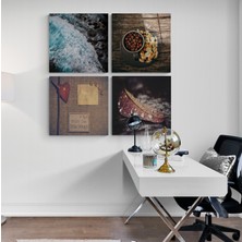 Insigne Küçük Şeyler Quadro Cam Tablo - 4 Adet 40X40 cm