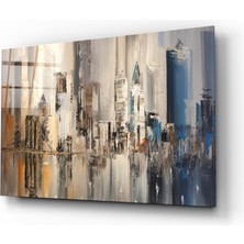 Insigne Soyut Şehir Cam Tablo - 72X46 cm