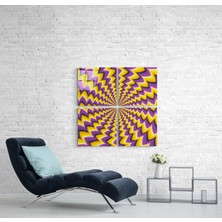 Insigne Sarı Ilüzyon Quadro Cam Tablo - 4 Adet 40X40 cm