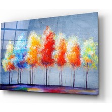 Insigne Çizim Ağaçlar Cam Tablo - 110X70 cm