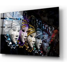 Insigne Venedik Karnaval Maskeleri Cam Tablo - 72X46 cm