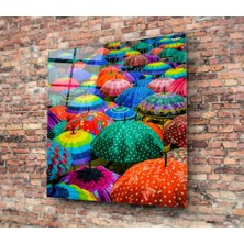 Insigne Renkli Şemsiyeler Cam Tablo - 40X40 cm