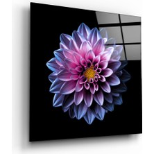 Insigne Mor Çiçek Cam Tablo - 40X40 cm