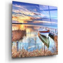 Insigne Göl Manzara Cam Tablo - 40X40 cm