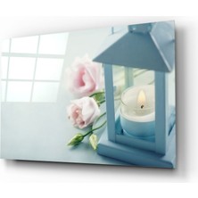 Insigne Mum & Gül Cam Tablo - 72X46 cm