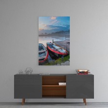 Insigne Göl ve Kayıklar Manzara Cam Tablo - 72X46 cm