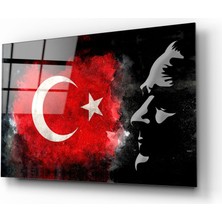 Insigne Türk Bayrağı ve Atatürk Silüeti Cam Tablo - 72X46 cm