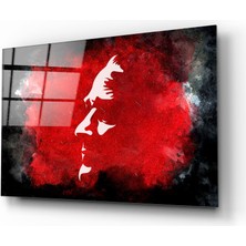 Insigne Kırmızı Beyaz Atatürk Silüeti Cam Tablo - 72X46 cm