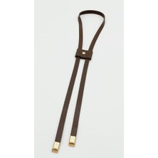 Angel Çanta Aksesuar Kahverengi Tek Kat Suni Deri Büzgü Light Gold Metalli