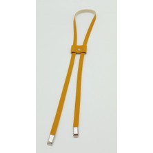 Angel Çanta Aksesuar Hardal Tek Kat Suni Deri Büzgü Gümüş Metalli