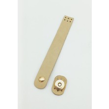 Angel Çanta Aksesuar 18X2,3 cm Ham (Doğal) Renk Gerçek Deri Düz Çanta Kapağı Light Gold Metalli