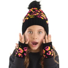 MSHB&G Pembe Leopar Kız Çocuk Bere Eldiven Takım