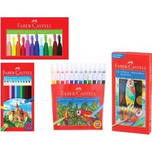 Faber-Castell Boya Seti 12'li Kuru Boya + 12'li Keçeli Kalem + 12'li  Pastel Boya