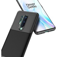  Apsuwa Oneplus 8 Pro Karbon Görünüm Negro Silikon Kılıf + Ekran Koruyucu Ped