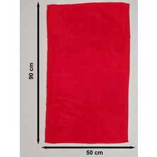 Mef Collection 12'li Kırmızı Mikrofiber Boya Tutmayan Kuaför Havlusu Berber Havlusu - 50x90 cm - Leke ve Solmaya Dayanıklı