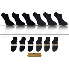 KBC Socks 6'lı Dikişsiz Bambu Terletmez Spor Erkek Kısa Bilek Çorap Seti / Kutulu Set / 3 Siyah - 3 Füme