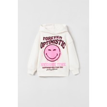Miniko Kids Kız Çocuk Smıle Baskılı Kapşonlu Pamuk Sweat
