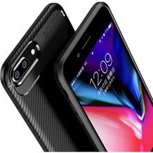 Apsuwa Apple iPhone 8 Plus Karbon Görünüm Negro Silikon Kılıf + Ekran Koruyucu Nano