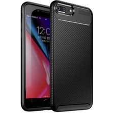 Apsuwa Apple iPhone 8 Plus Karbon Görünüm Negro Silikon Kılıf + Ekran Koruyucu Nano