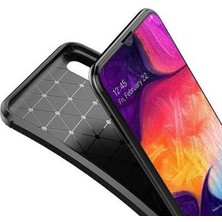 Apsuwa Samsung Galaxy A50 Karbon Görünüm Negro Silikon Kılıf + Ekran Koruyucu Nano