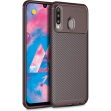 Apsuwa Samsung Galaxy M30 Karbon Görünüm Negro Silikon Kılıf + Ekran Koruyucu Nano