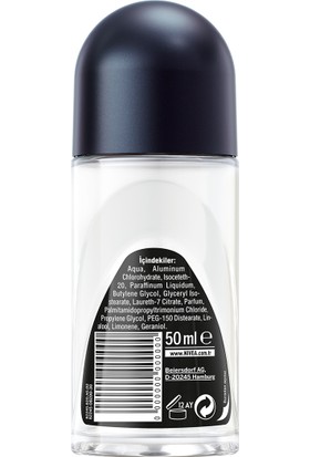 NIVEA Men Erkek Roll On Deodorant Black&White Invisible Original Ter ve Ter Kokusuna Karşı 48 Saat Anti-perspirant Koruma 50ml