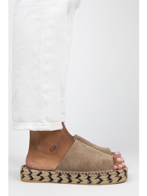 Manijero Galena Kadın Deri Tek Bant Vizon Terlik