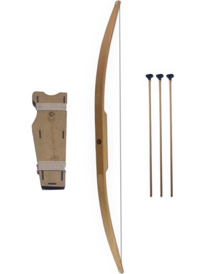 Ahtek Doğal Ahşap Ok Yay Seti, Yay + 3 Adet Ok + Sadak