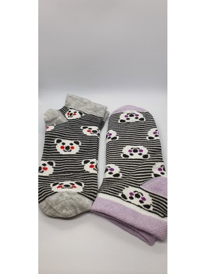 Evo 2'li - 7/8 Yaş Panda Desenli Kısa Çocuk Çorabı